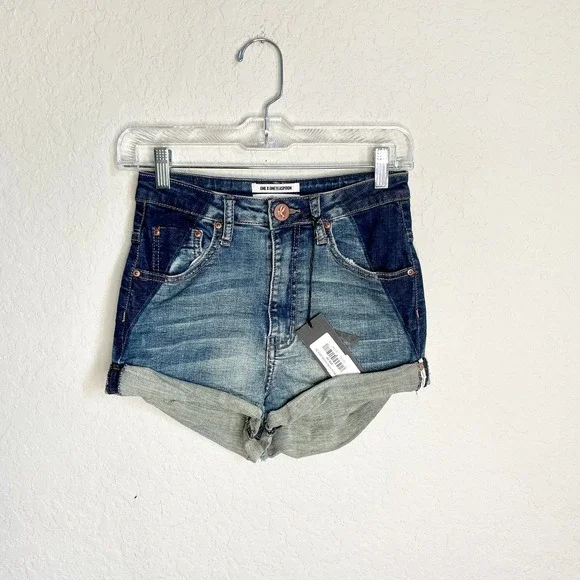 One Teaspoon Harlets Denim Shorts Superstar Blue Size 26